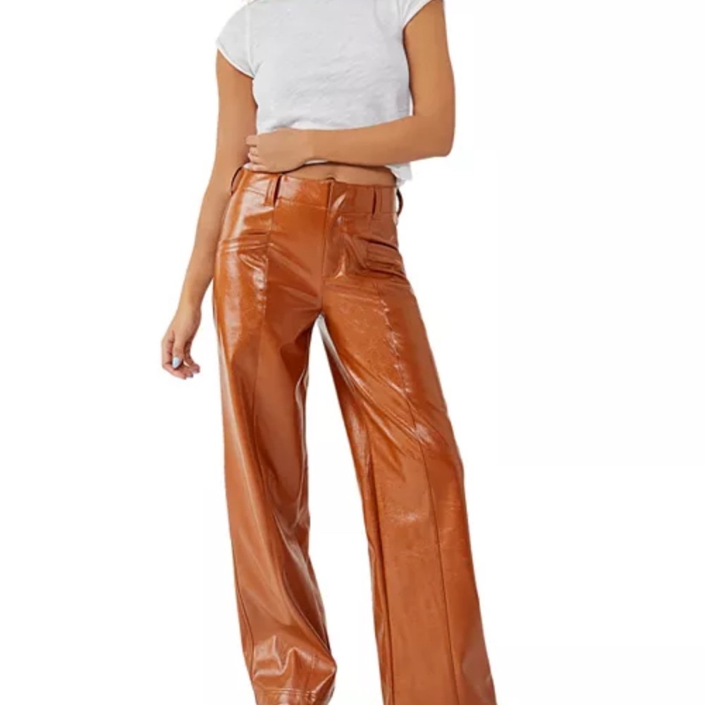 Free People Vegan Leather Boot Cut Flare Pants